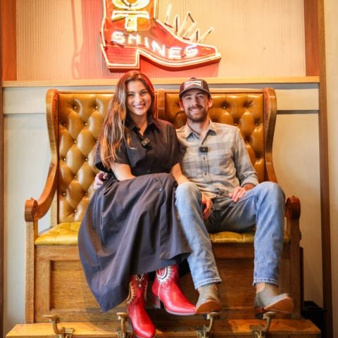 2023 NASCAR Cup Series champion Ryan Blaney and his wife, Gianna, show off their custom boots designed at Tecovas during their whirlwind tour of Austin, Texas in advance of the Feb. 28 – March 2 EchoPark Automotive Grand Prix tripleheader weekend at Circuit of The Americas.