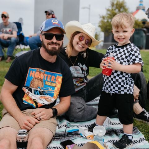 A family enjoys the NASCAR action at Circuit of The Americas in Austin, Texas on Saturday, March 23, 2024.