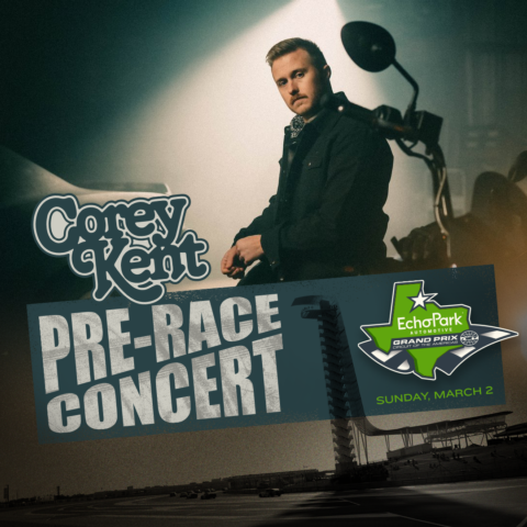 Country music artist Corey Kent will perform prior to the EchoPark Automotive Grand Prix NASCAR Cup Series race at Circuit of The Americas on Sunday, March 2.